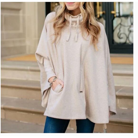 UGG Tan Fleece Poncho Hoodie XS Preppy Equestrian